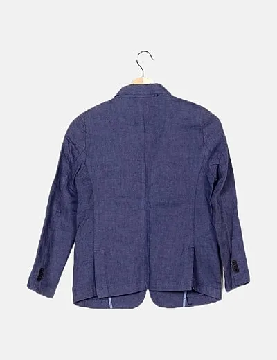 Zara Blazer azul marina combinada lino